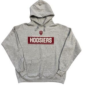 Indiana University Hoosiers Sweatshirt Hoodie Hanes Ecosmart Gray Men L  EUC
